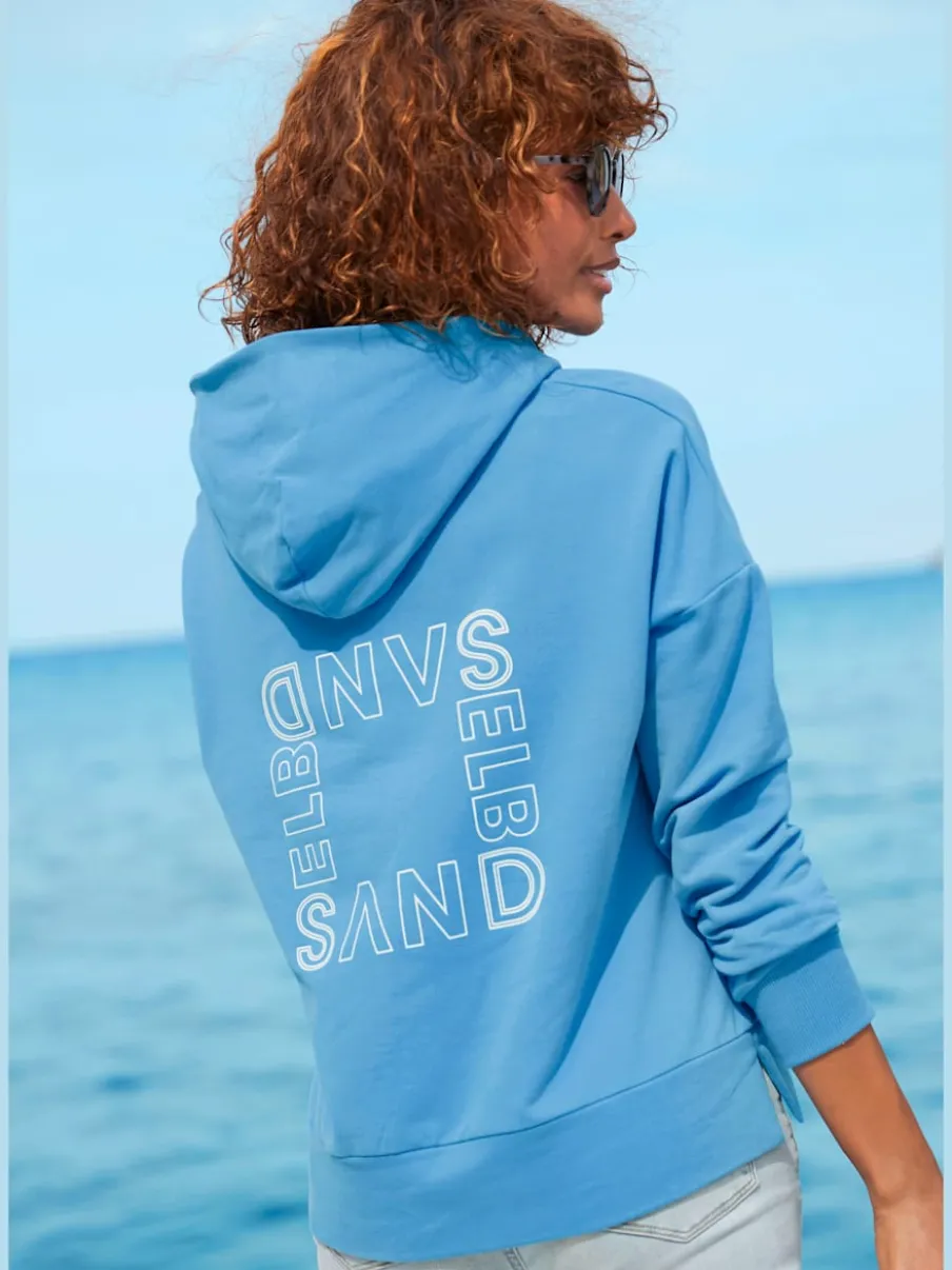Sweatshirt décontracté avec grande capuche doublée et fente latérale