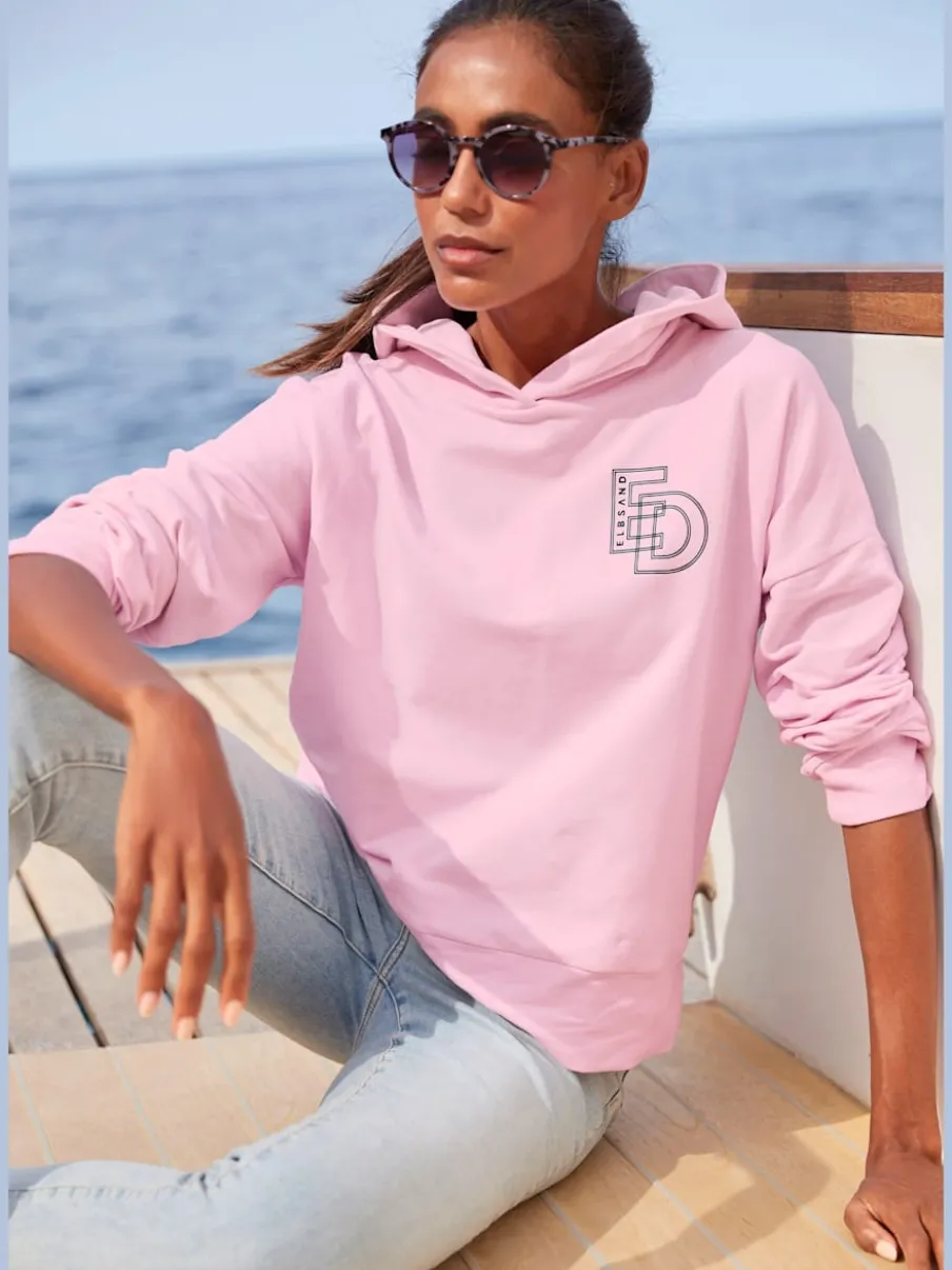 Sweatshirt décontracté avec grande capuche doublée et fente latérale