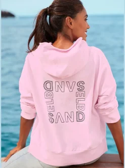 Sweatshirt décontracté avec grande capuche doublée et fente latérale