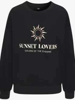 Sweatshirt décontracté avec imprimé et bords-côtes aux ourlets