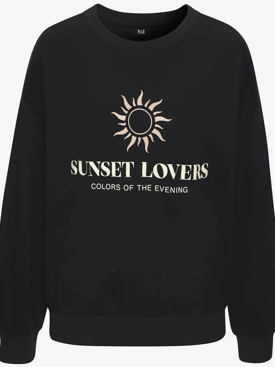 Sweatshirt décontracté avec imprimé et bords-côtes aux ourlets