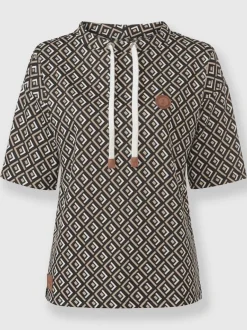 Sweatshirt décontracté motif graphique avec col ajustable