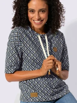 Sweatshirt décontracté motif graphique avec col ajustable