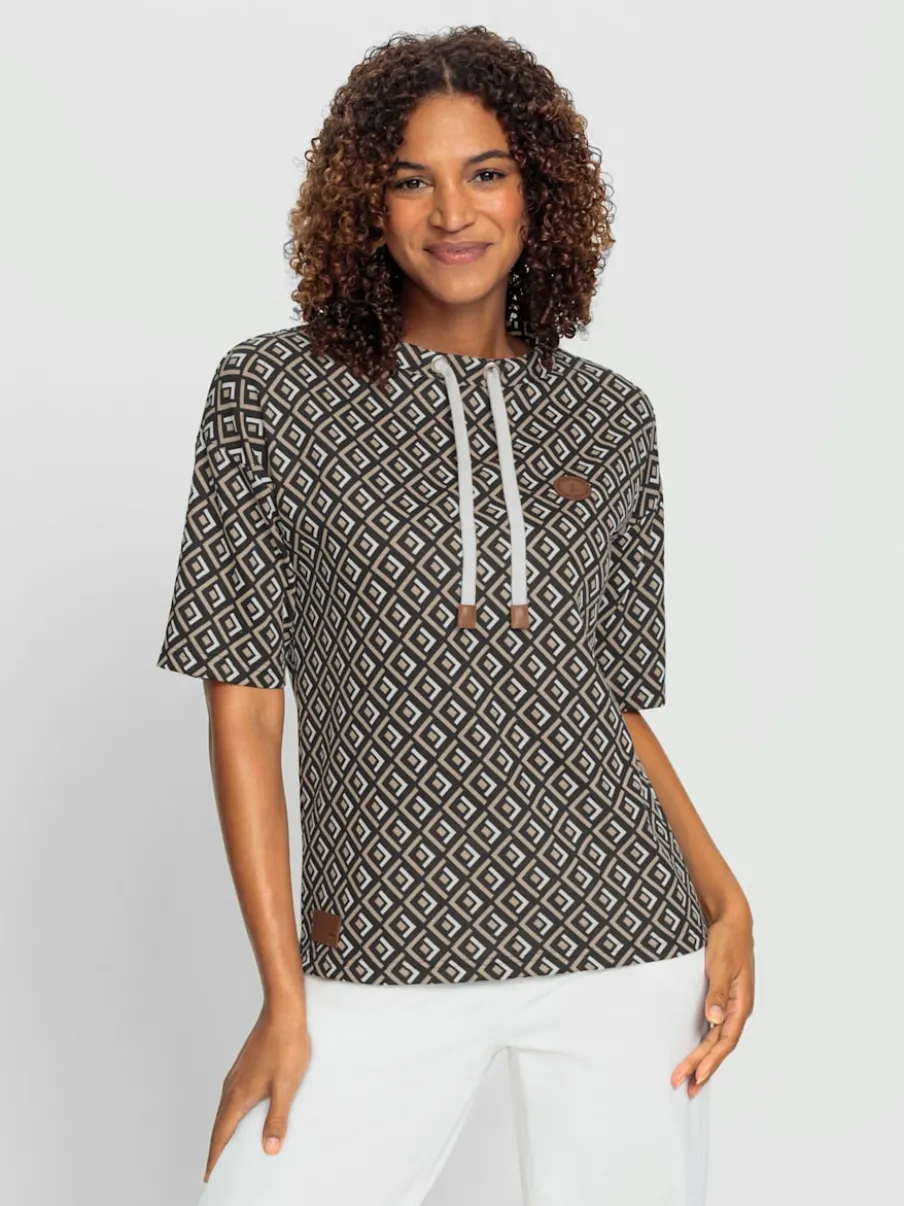 Sweatshirt décontracté motif graphique avec col ajustable
