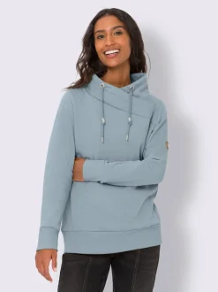 Sweatshirt doux col montant avec empiècements synthétiques sportifs