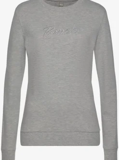Sweatshirt à encolure ronde avec logo brodé et bords-côtes