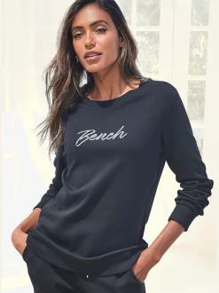 Sweatshirt à encolure ronde avec logo brodé et bords-côtes