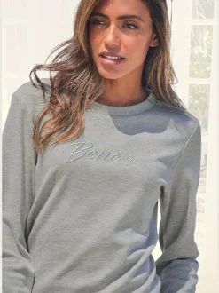 Sweatshirt à encolure ronde avec logo brodé et bords-côtes