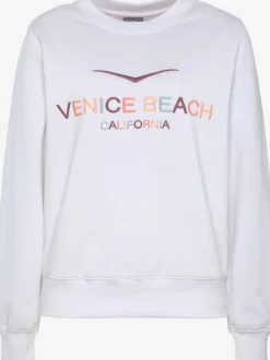 Sweat-shirt à encolure ronde avec logo brodé devant et bords-côtes doux