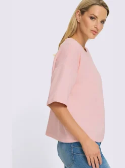 Sweatshirt à encolure ronde avec broderie Ciao Bella et manches courtes