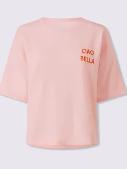 Sweatshirt à encolure ronde avec broderie Ciao Bella et manches courtes