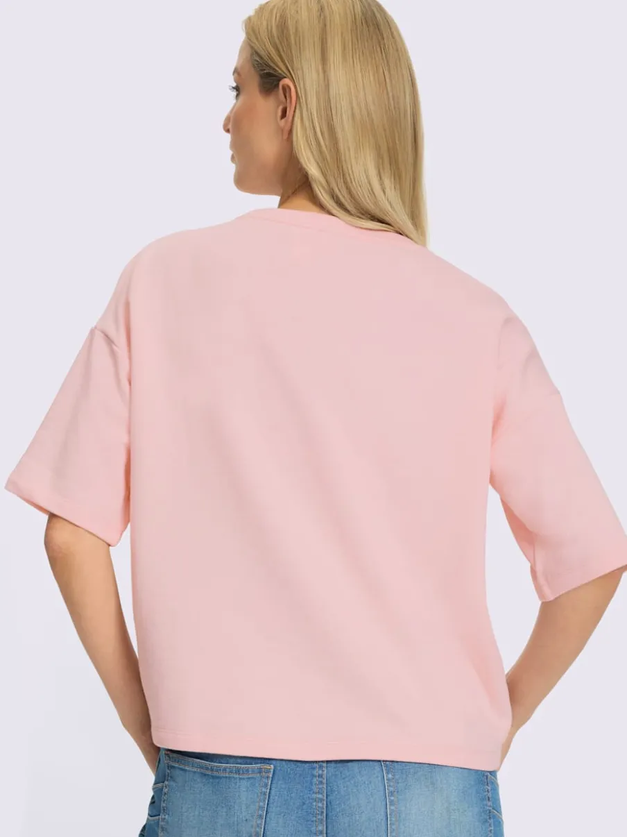 Sweatshirt à encolure ronde avec broderie Ciao Bella et manches courtes