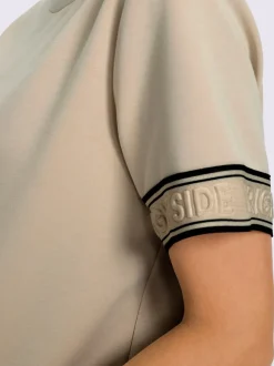 Sweatshirt à encolure ronde avec inscriptions et rayures contrastées