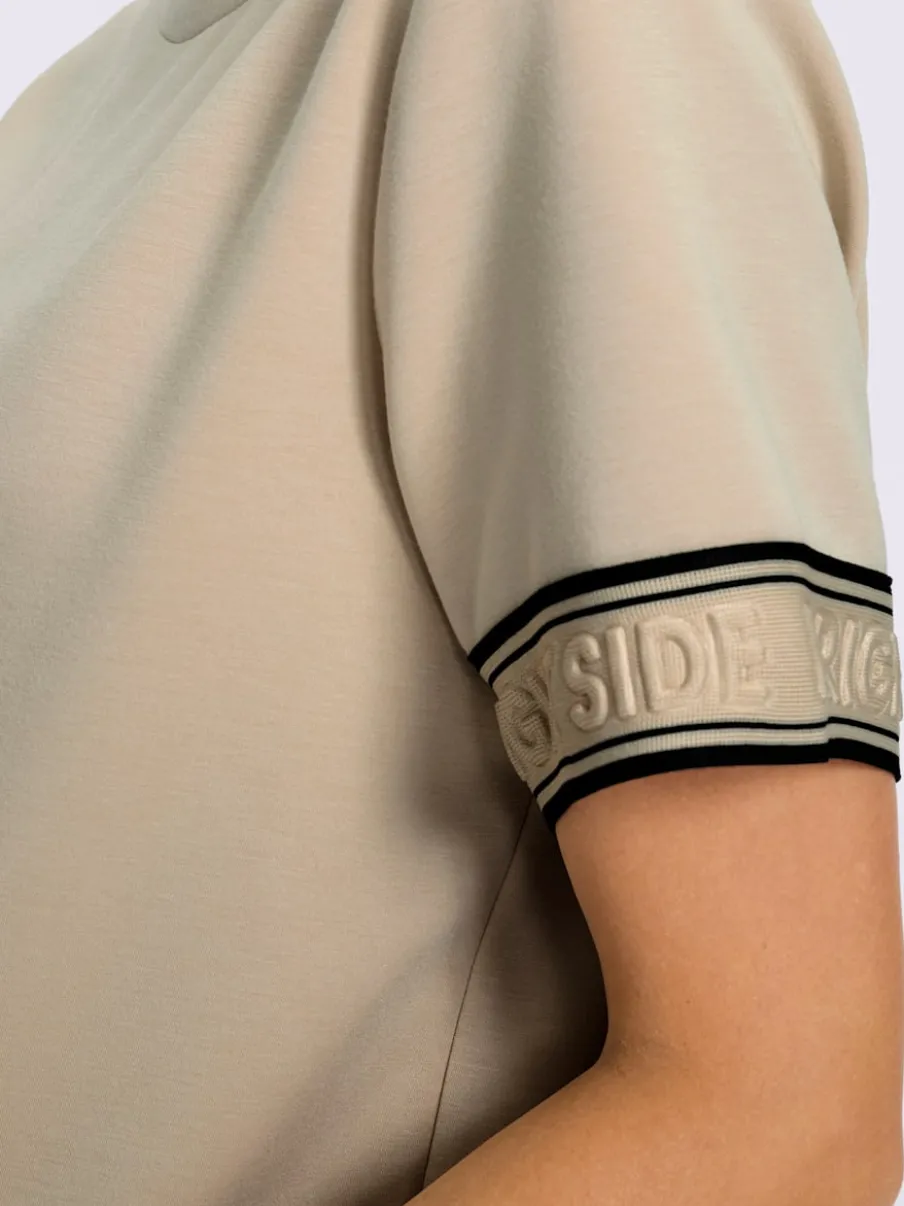 Sweatshirt à encolure ronde avec inscriptions et rayures contrastées
