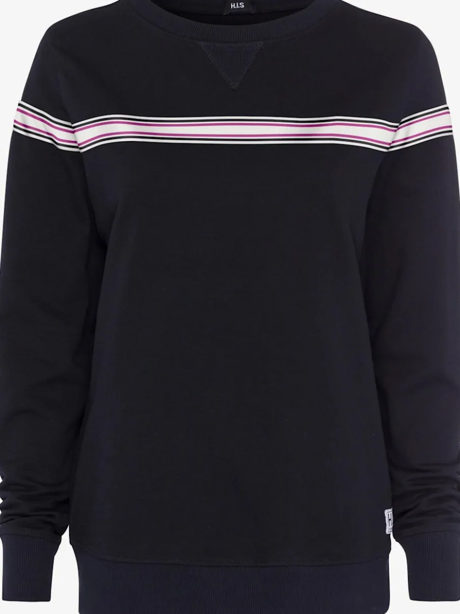 Sweatshirt à encolure ronde avec rayures et manches longues