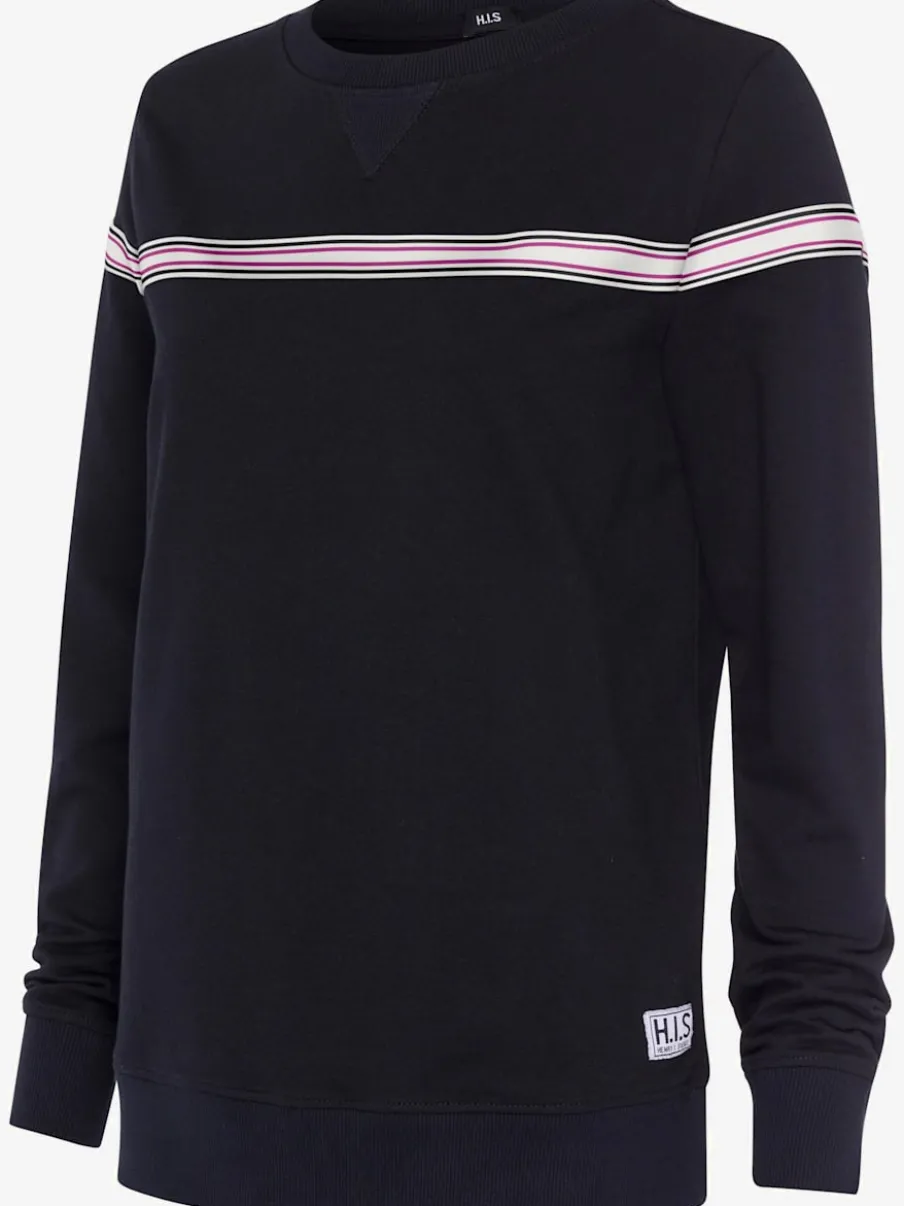 Sweatshirt à encolure ronde avec rayures et manches longues