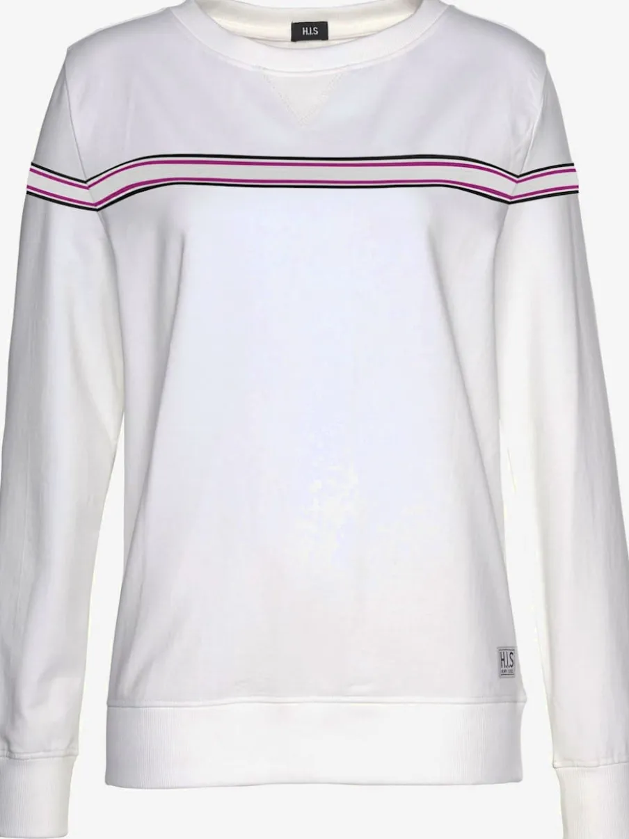 Sweatshirt à encolure ronde avec rayures et manches longues