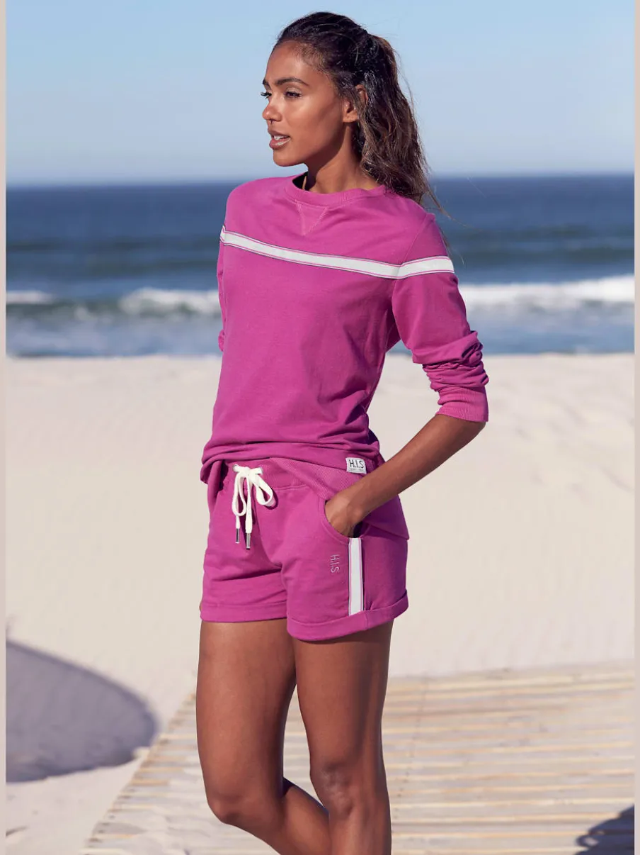 Sweatshirt à encolure ronde avec rayures et manches longues
