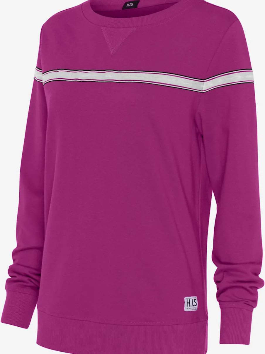 Sweatshirt à encolure ronde avec rayures et manches longues