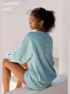 Sweatshirt à encolure ronde avec bords-côtes et coton doux