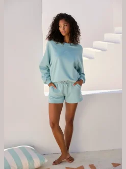 Sweatshirt à encolure ronde avec bords-côtes et coton doux