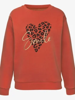 Sweat-shirt à encolure ronde avec motif léopard en devant
