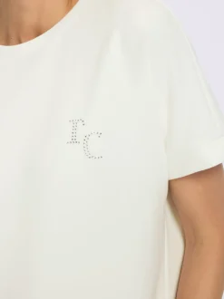 Sweatshirt à encolure ronde avec mancherons et logo décoratif