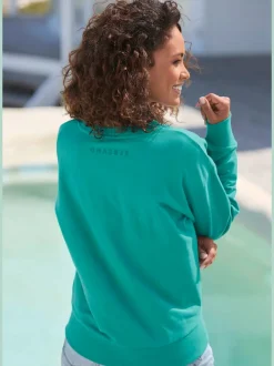 Sweat-shirt à encolure ronde manches longues imprimé graphique