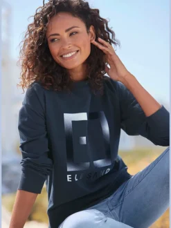 Sweat-shirt à encolure ronde manches longues imprimé graphique