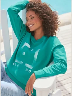 Sweat-shirt à encolure ronde manches longues imprimé graphique