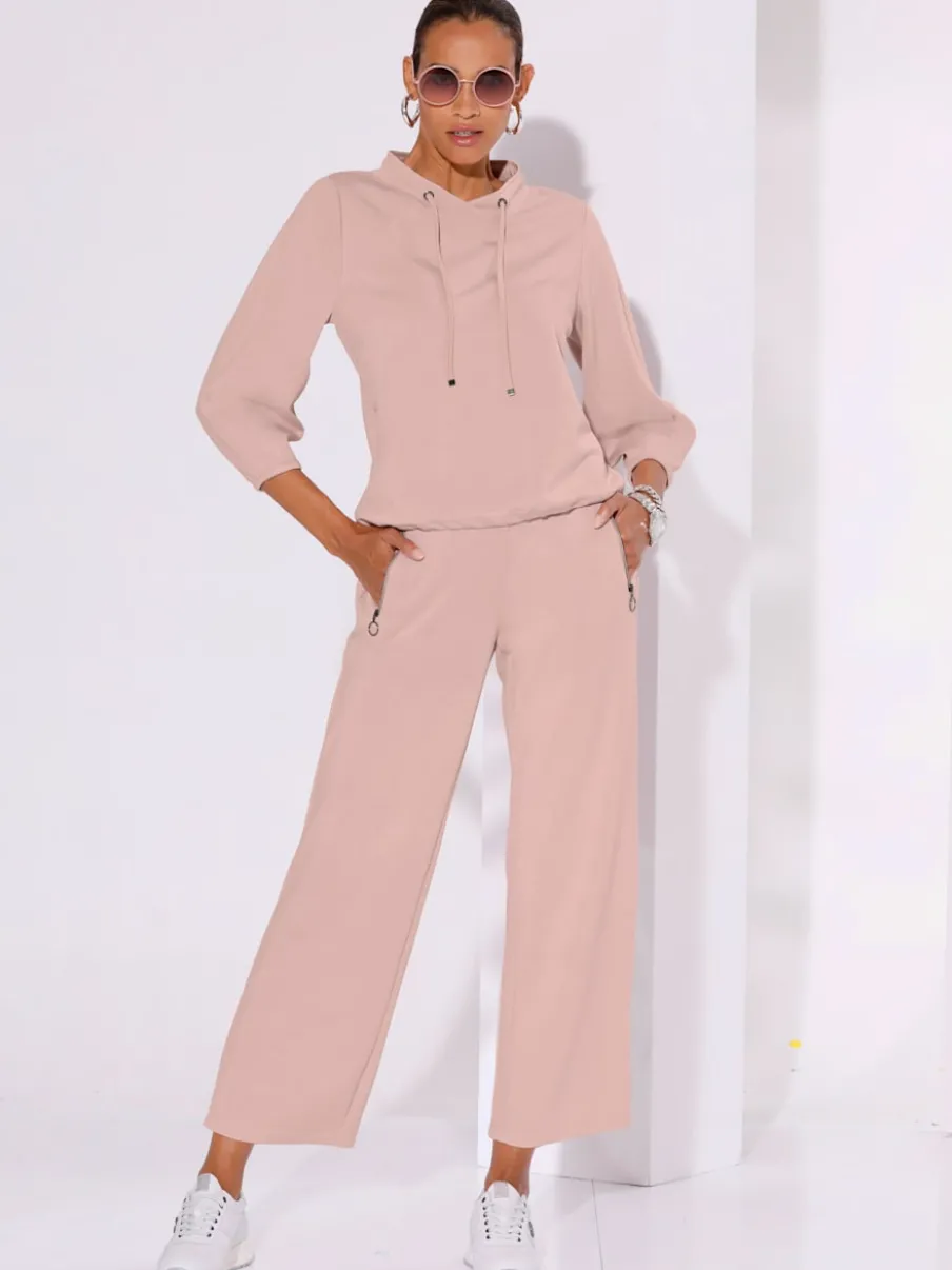 Sweatshirt à encolure V manches 3/4 style décontracté