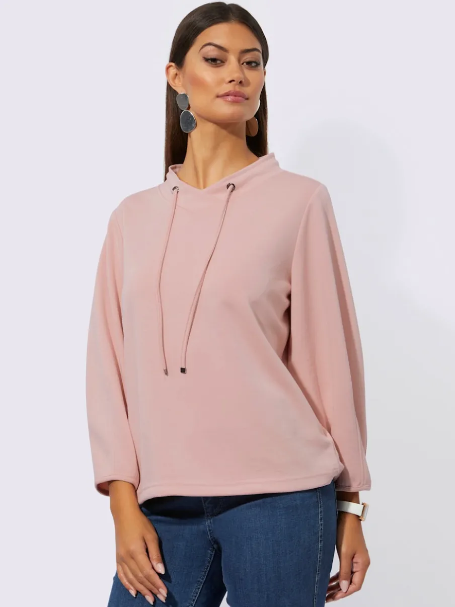 Sweatshirt à encolure V manches 3/4 style décontracté