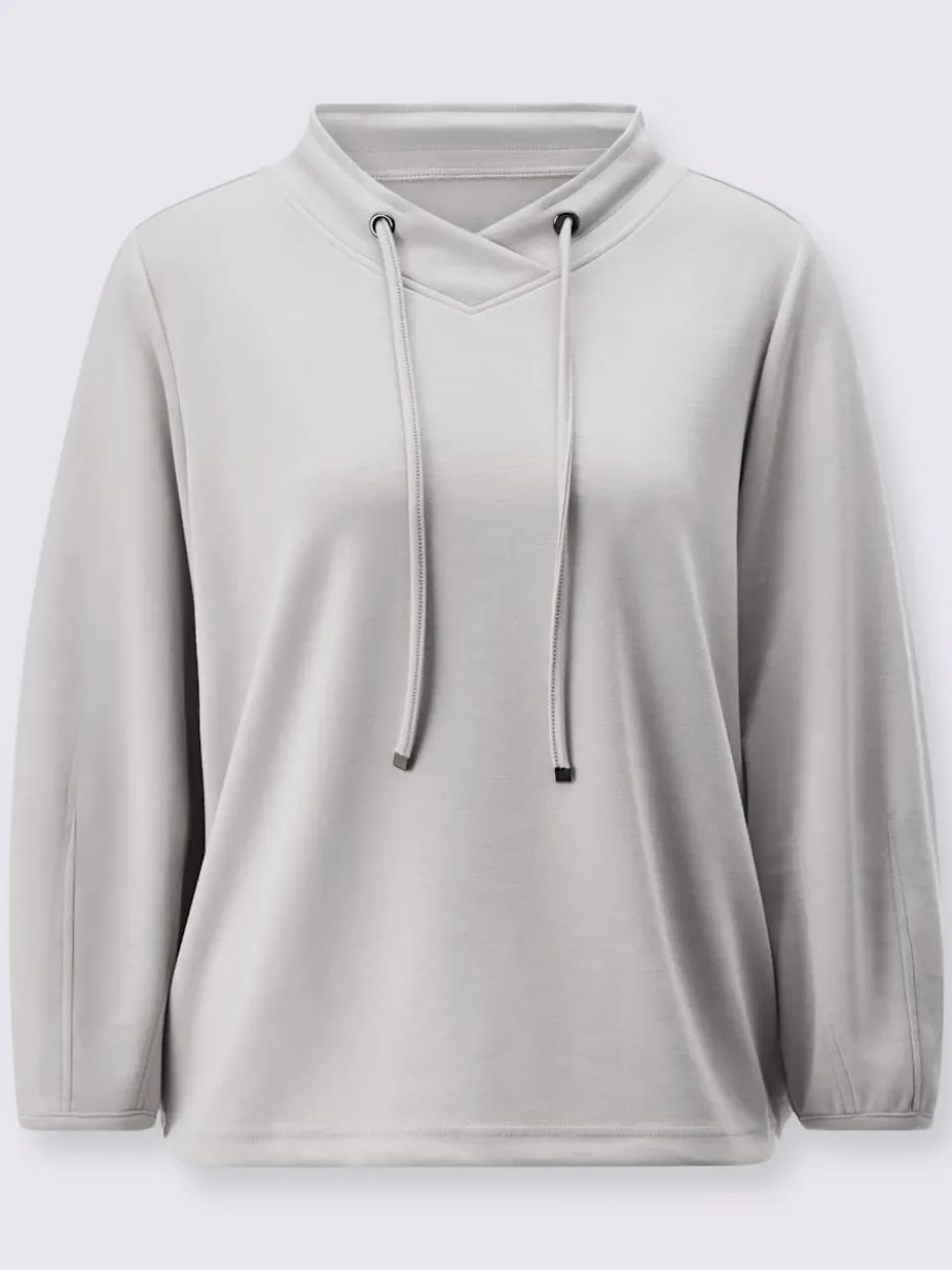 Sweatshirt à encolure V manches 3/4 style décontracté