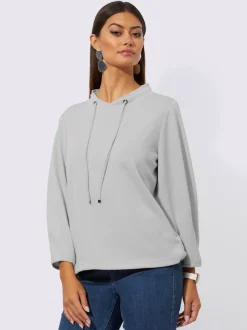 Sweatshirt à encolure V manches 3/4 style décontracté