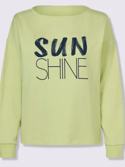 Sweatshirt en coton avec encolure U et inscription