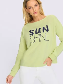 Sweatshirt en coton avec encolure U et inscription
