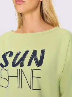 Sweatshirt en coton avec encolure U et inscription