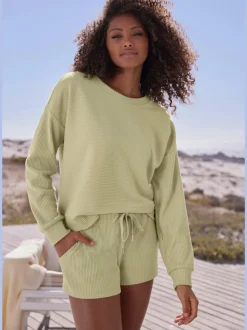 Sweatshirt en coton doux à encolure ronde et manches longues