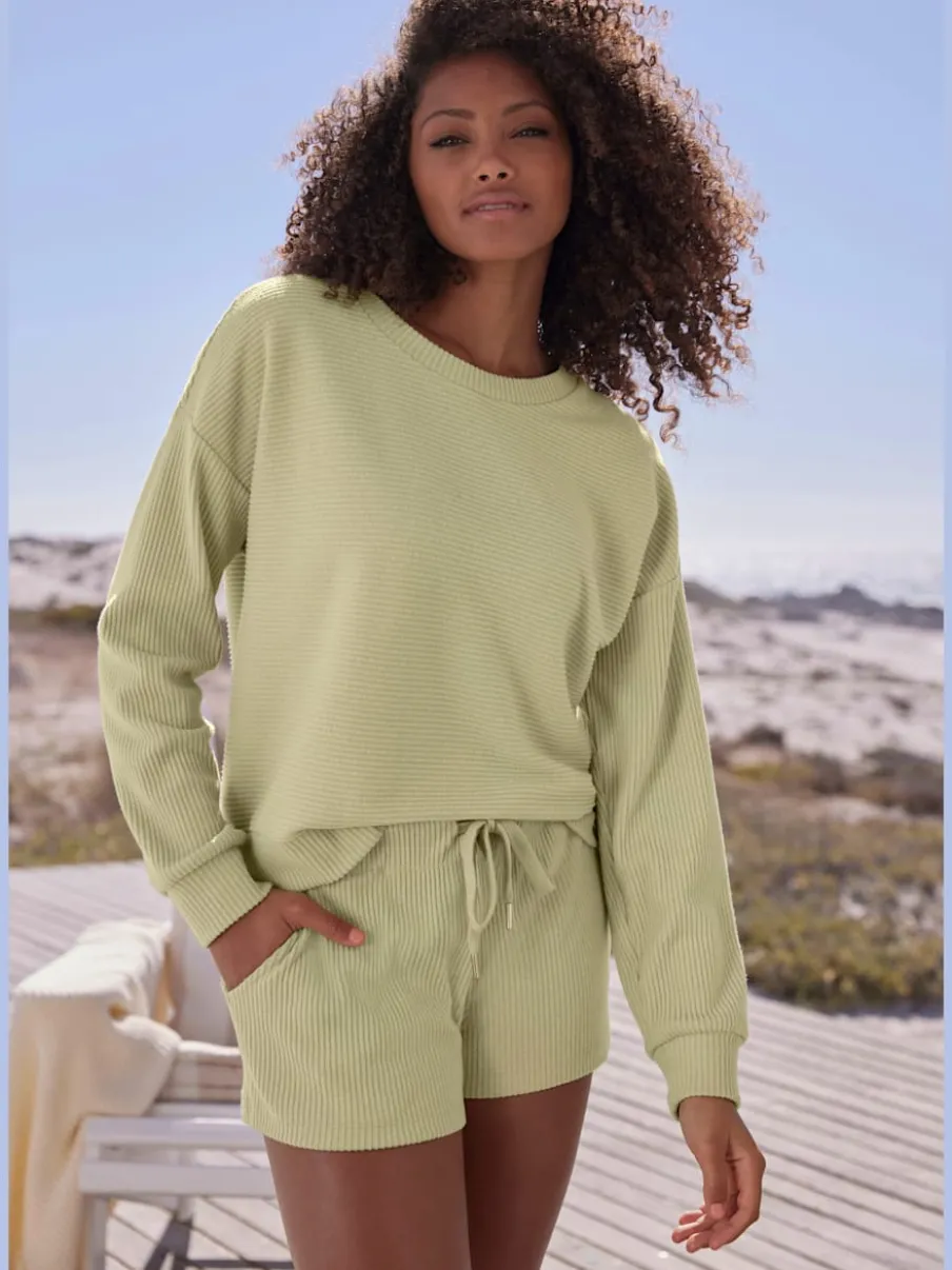 Sweatshirt en coton doux à encolure ronde et manches longues