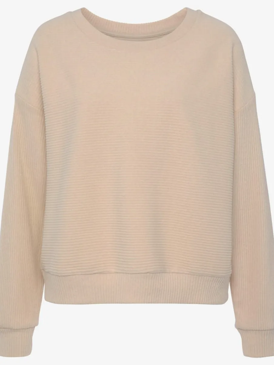 Sweatshirt en coton doux à encolure ronde et manches longues