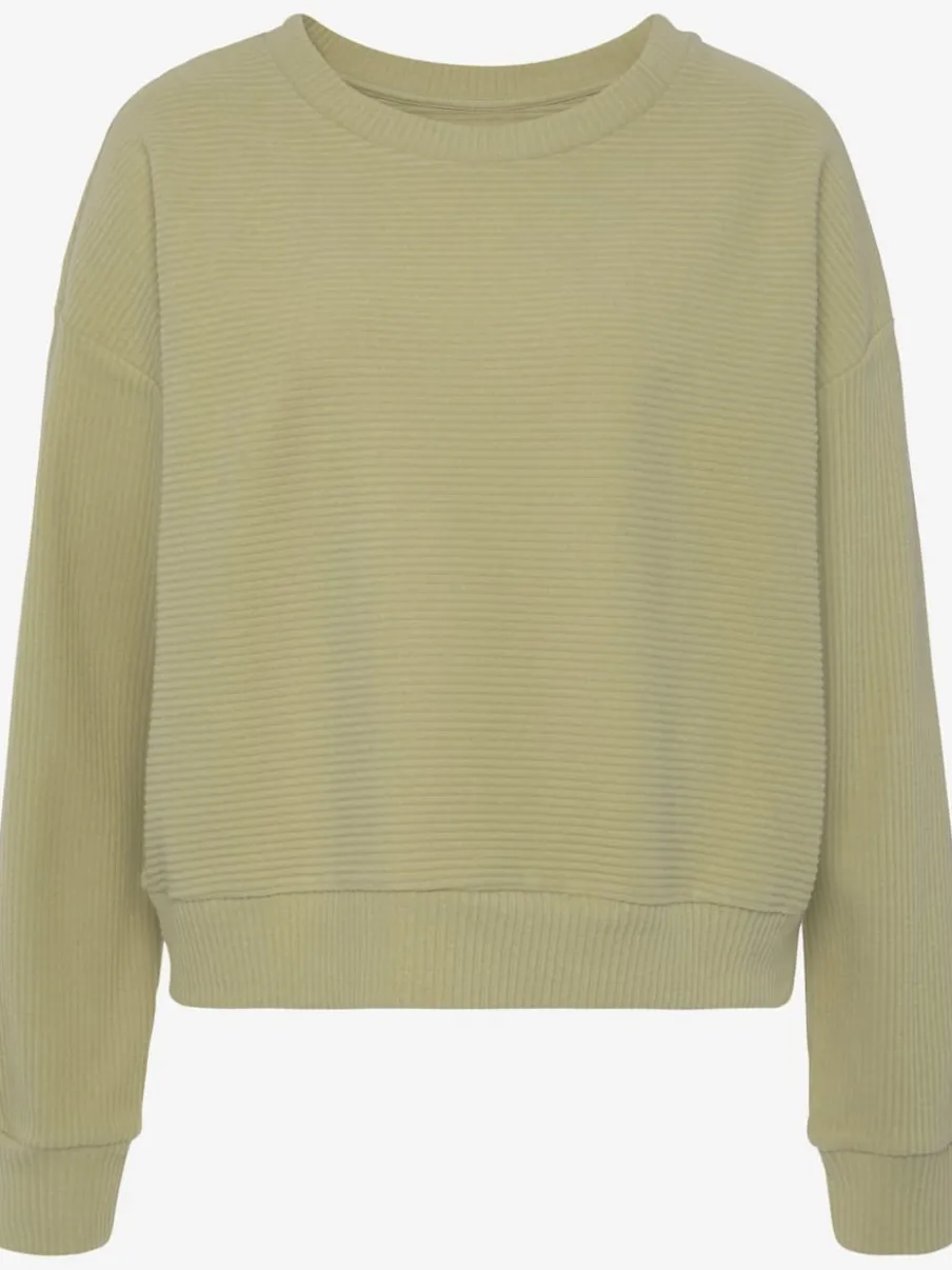 Sweatshirt en coton doux à encolure ronde et manches longues
