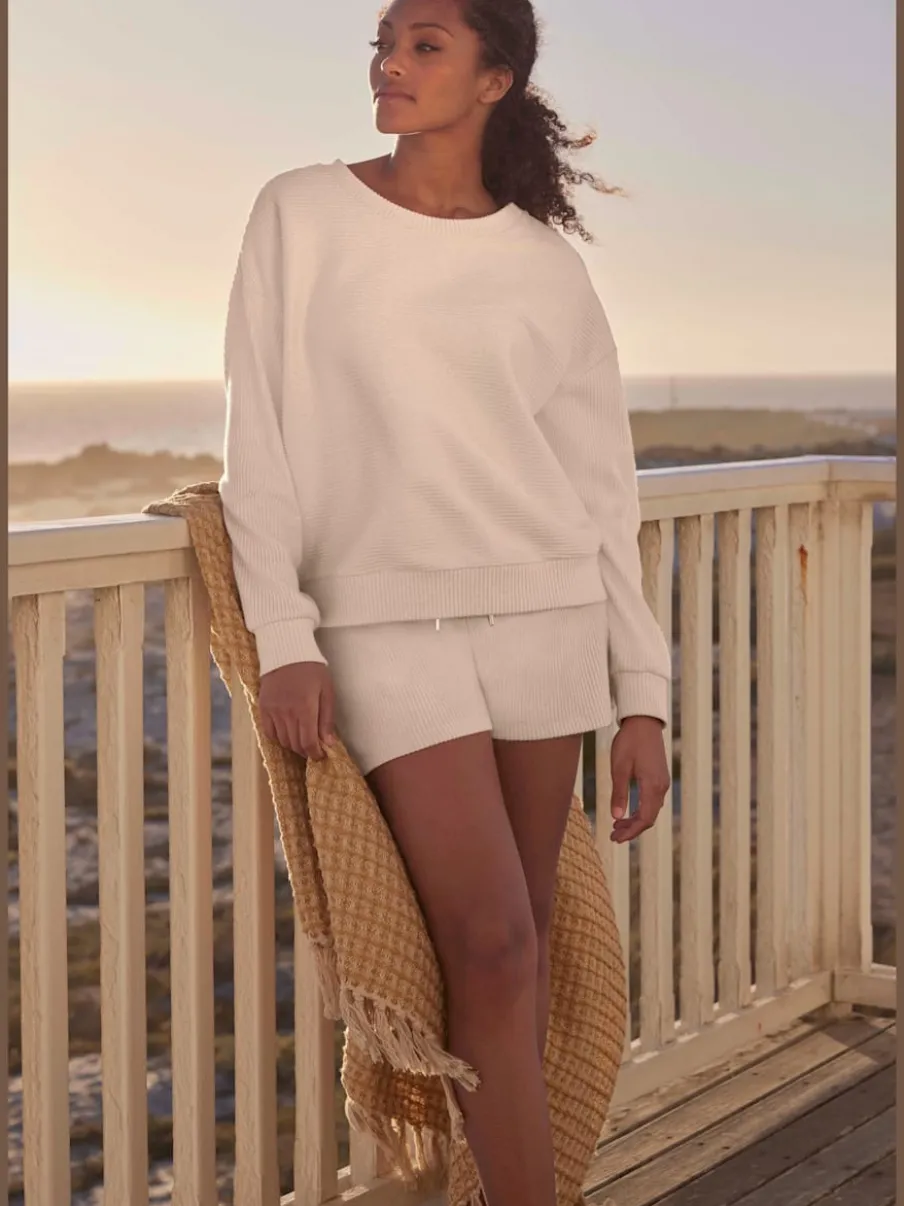 Sweatshirt en coton doux à encolure ronde et manches longues
