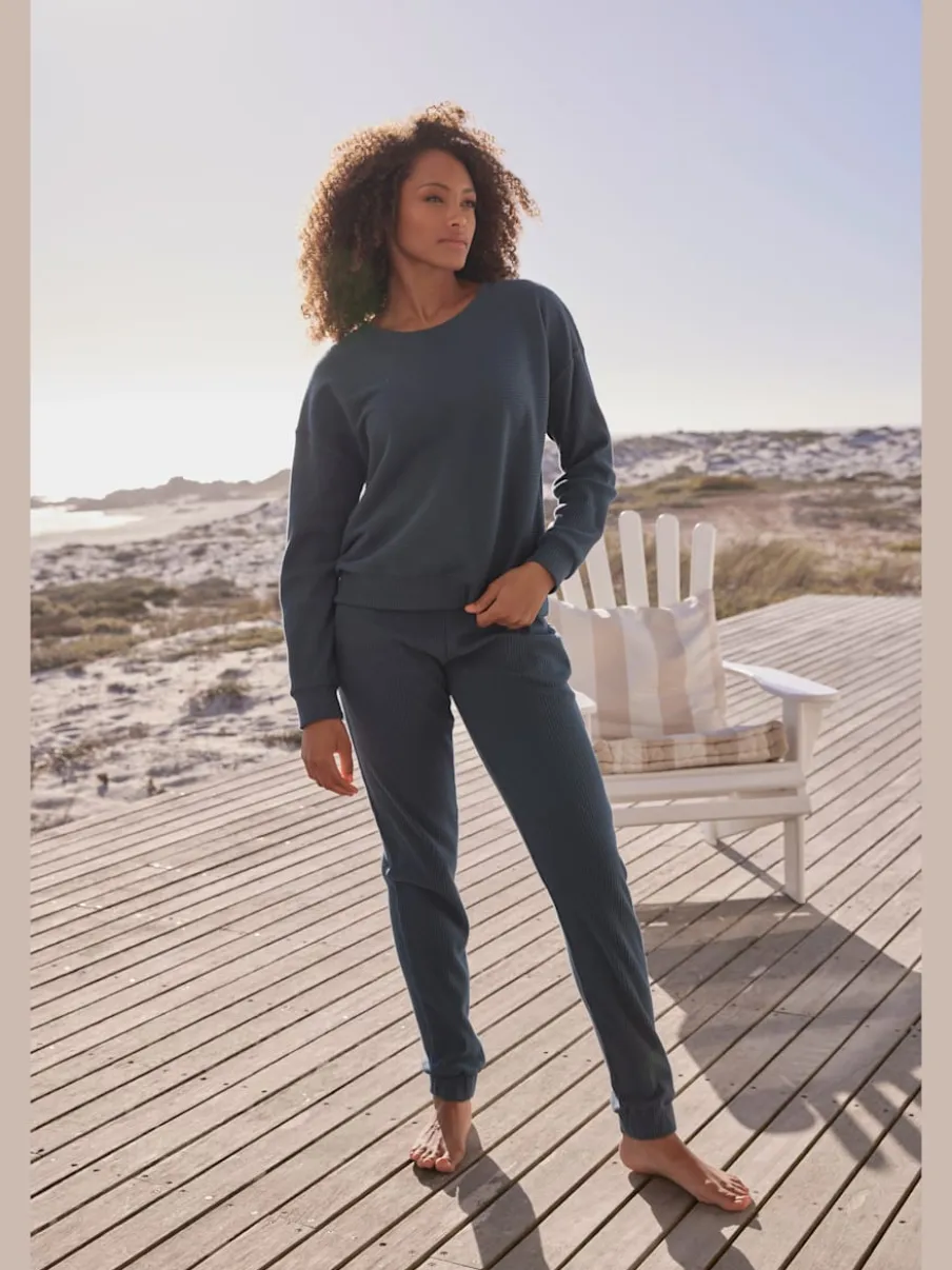 Sweatshirt en coton doux à encolure ronde et manches longues