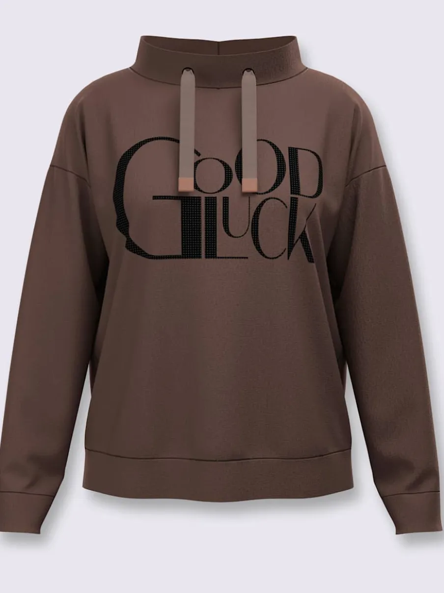 Sweatshirt inscription avec petites pierres brillantes fantaisie