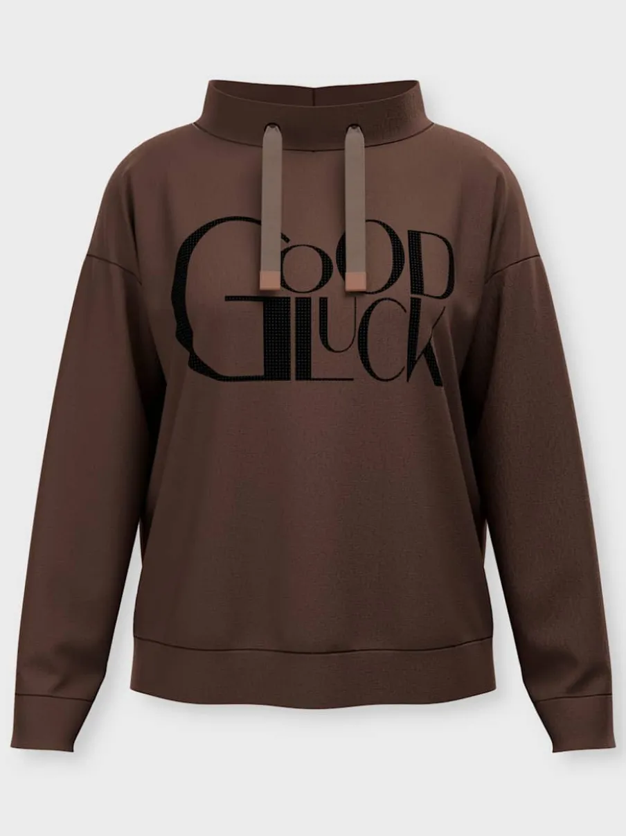 Sweatshirt inscription avec petites pierres brillantes fantaisie