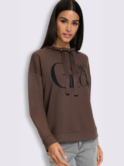 Sweatshirt inscription avec petites pierres brillantes fantaisie