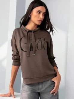 Sweatshirt inscription avec petites pierres brillantes fantaisie