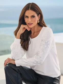 Sweatshirt jolies pierres brillantes fantaisie