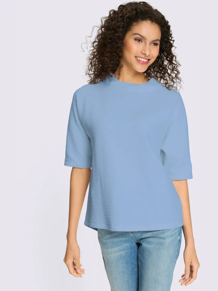 Sweatshirt léger à col montant avec manches mi-longues