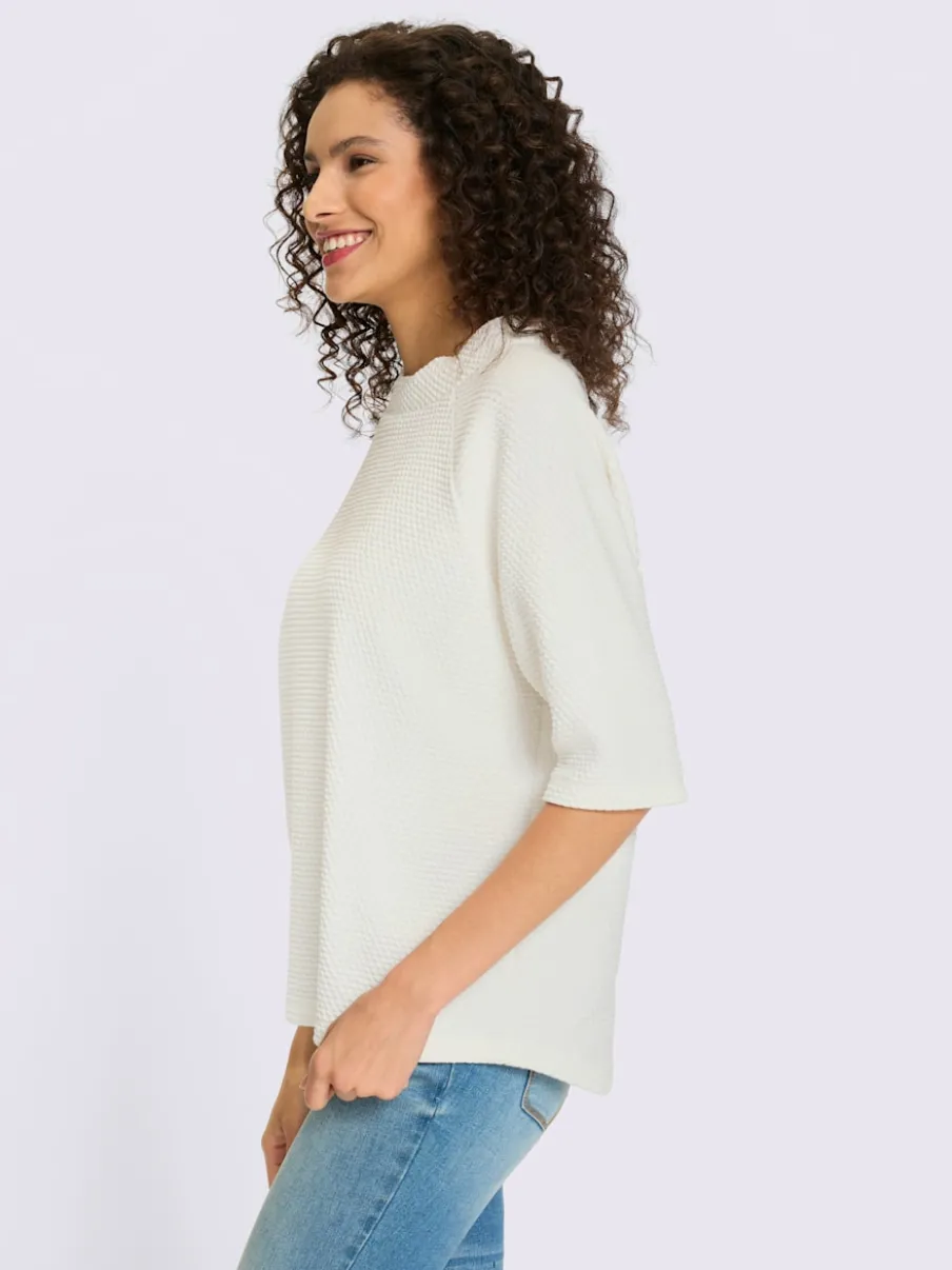 Sweatshirt léger à col montant avec manches mi-longues
